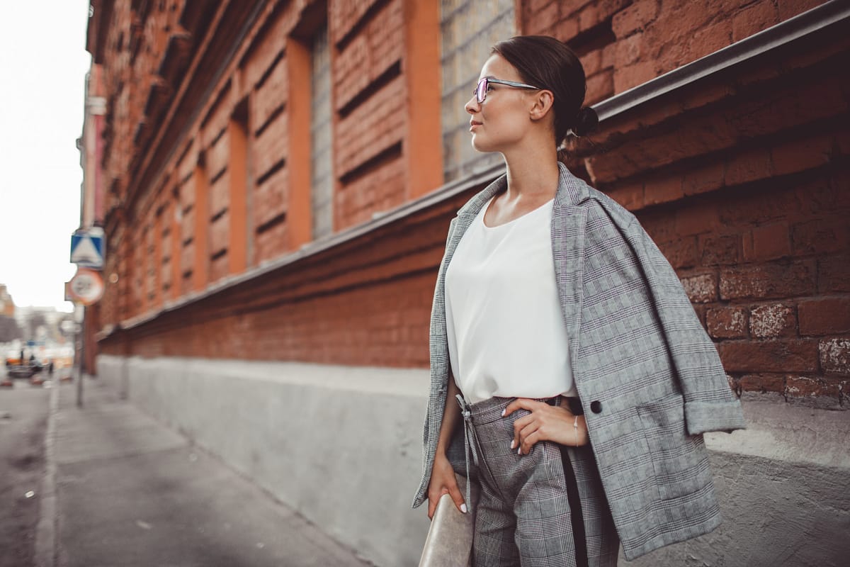 brown and grey outfit