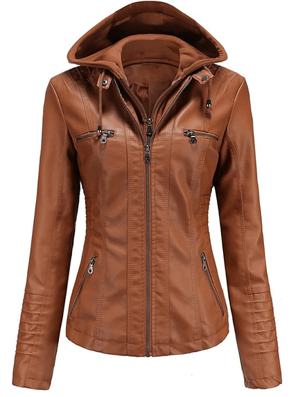 leather jacket womens brown