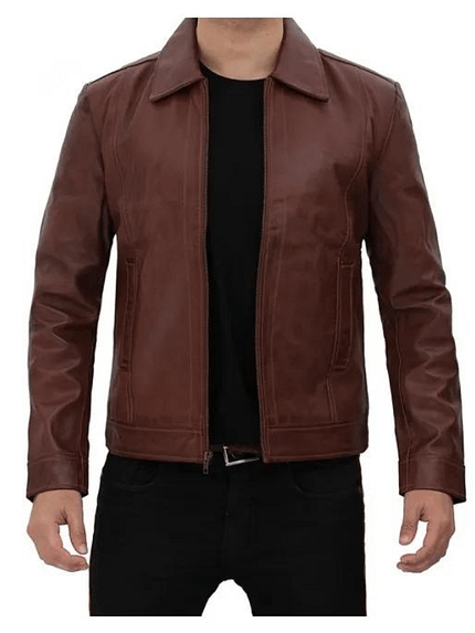 Men's Brown Leather Motorbike Jacket Marlon Biker