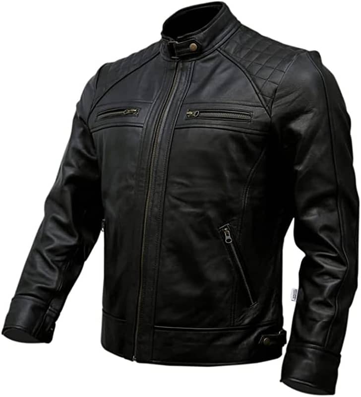 Mens black leather Motorcycle Jacket